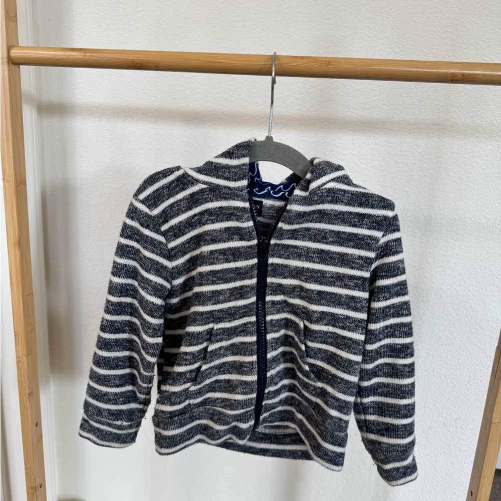 Andy & Evan Navy and Cream Striped Zip-Up